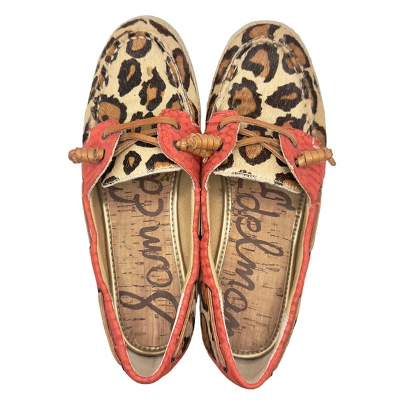 Sam Edelman | Women | Sebastian Leather Fur Leopard Slip On Boat Shoes | 6 M - Picture 5 of 13